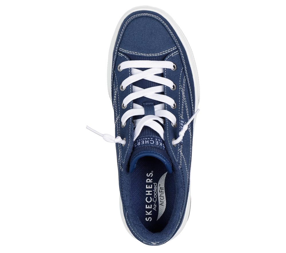Women Skechers Arch Fit Arcade - Arcata Canvas Shoes Navy  USA |  3918-JMQNT