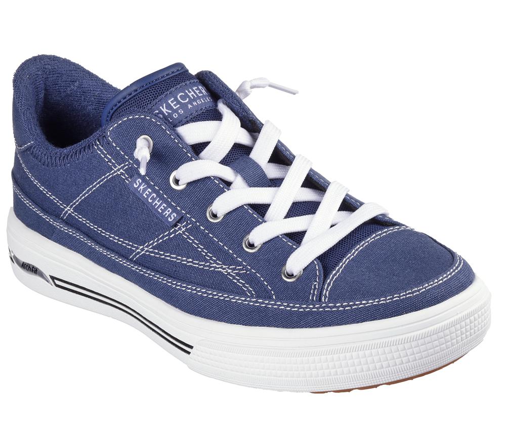 Women Skechers Arch Fit Arcade - Arcata Canvas Shoes Navy  USA |  3918-JMQNT