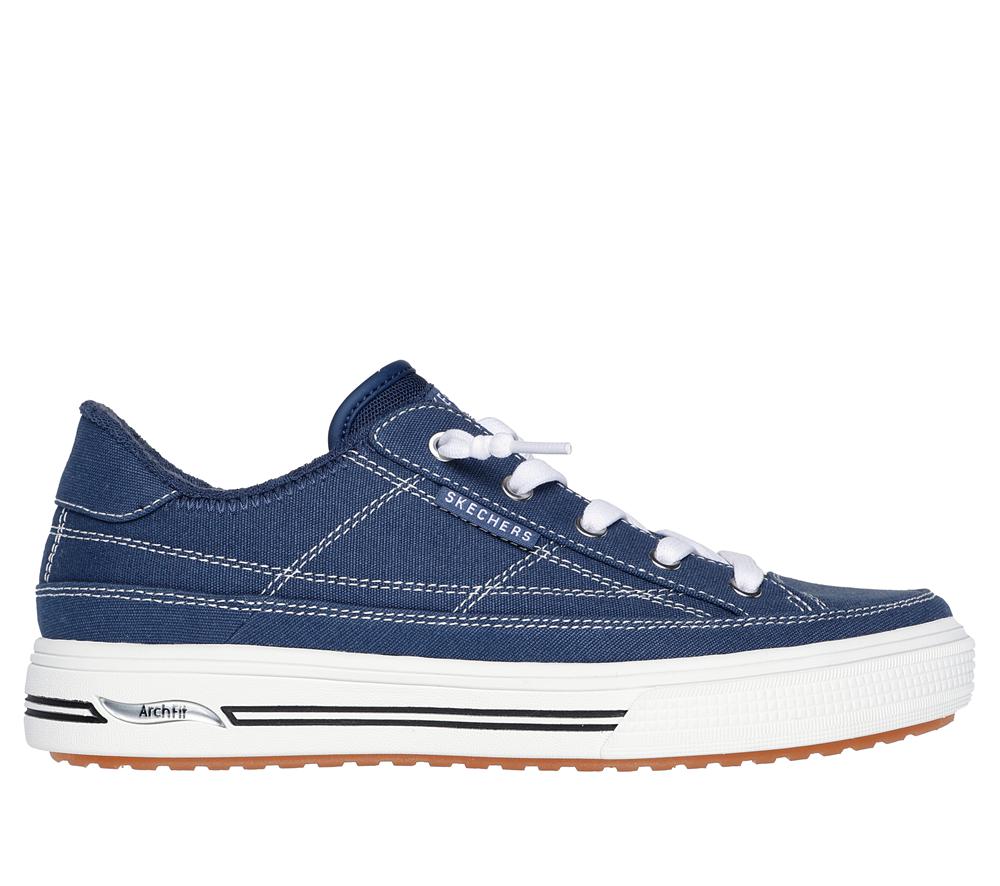 Women Skechers Arch Fit Arcade - Arcata Canvas Shoes Navy  USA |  3918-JMQNT