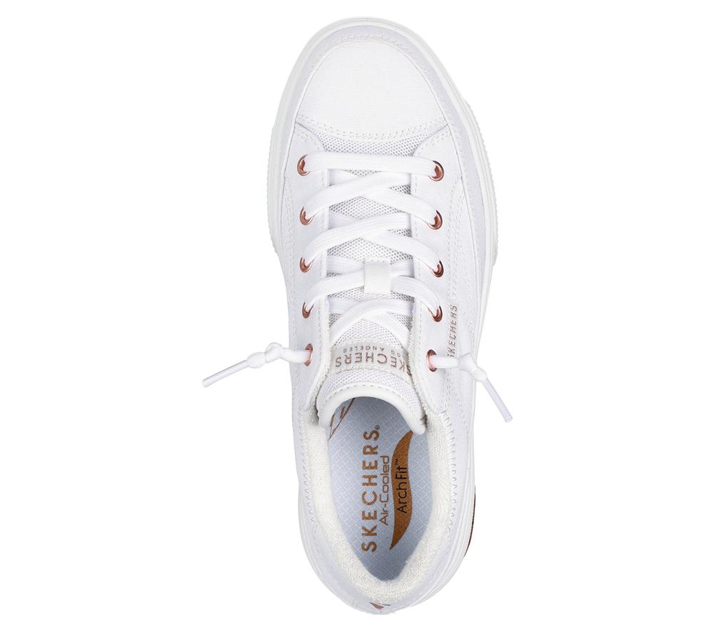 Women Skechers Arch Fit Arcade - Meet Ya There Canvas Shoes White  USA |  0572-IUJHM