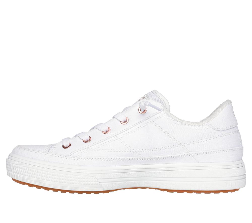 Women Skechers Arch Fit Arcade - Meet Ya There Canvas Shoes White  USA |  0572-IUJHM