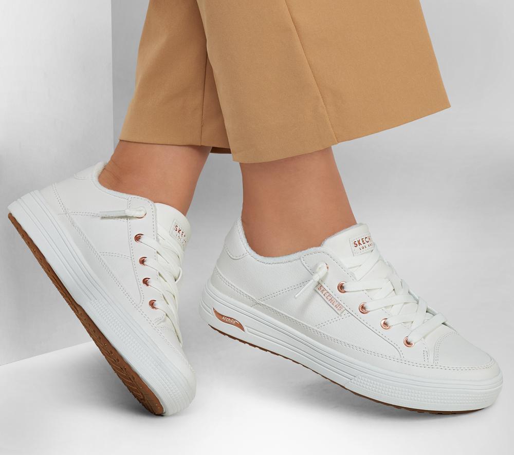 Women Skechers Arch Fit Arcade - On My Way Slip On Shoes White  USA |  0897-FPEIK