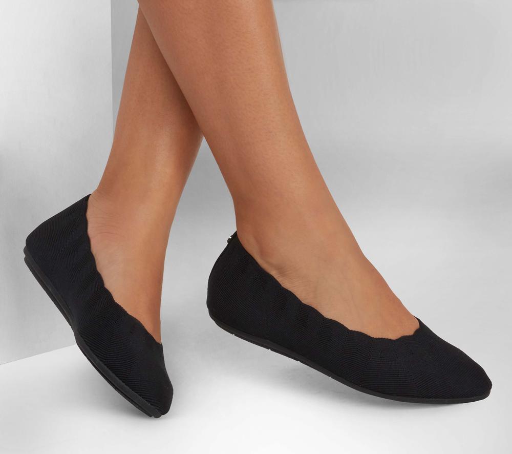 Women Skechers Arch Fit Cleo Flat Shoes Black  USA |  3742-DKGOU