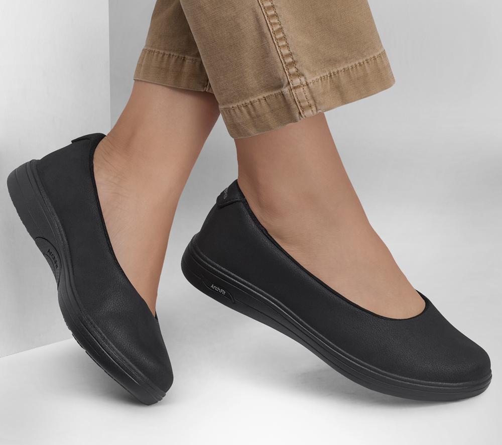 Women Skechers Arch Fit Inspire - Windmore Flat Shoes Black  USA |  2834-RMEDN
