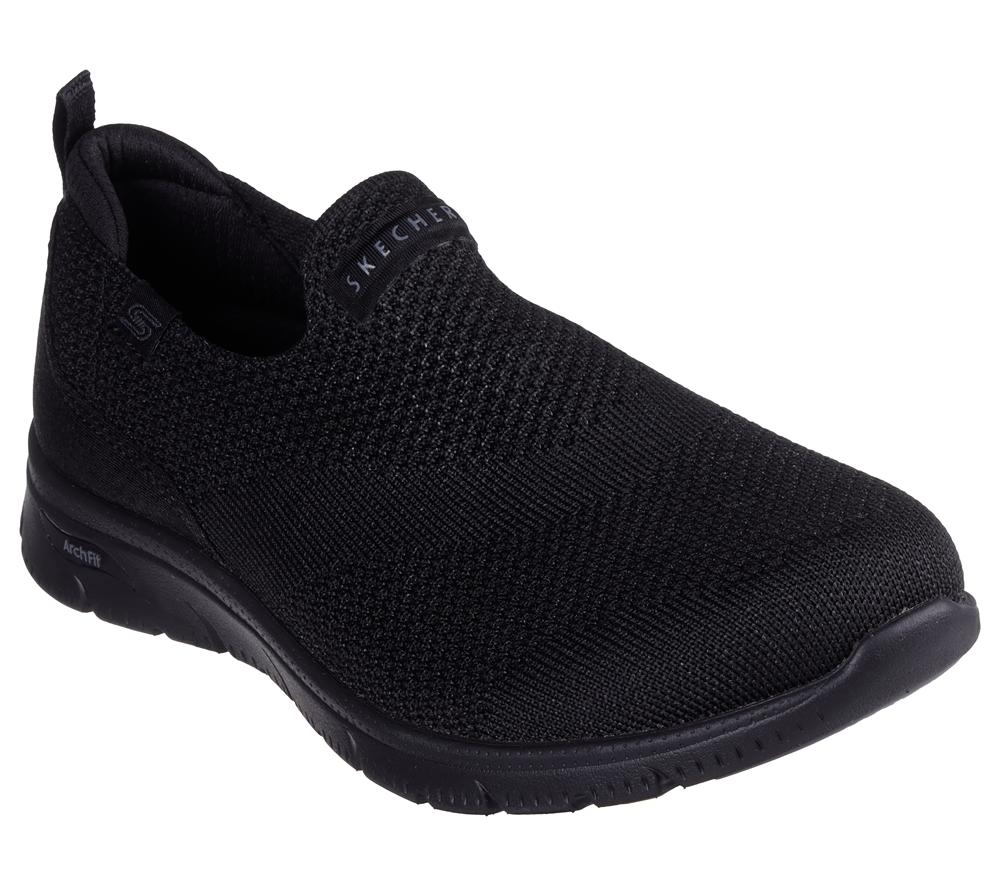 Women Skechers Arch Fit Refine 2.0 - Cascade Slip On Shoes Black  USA |  0793-ENUWH