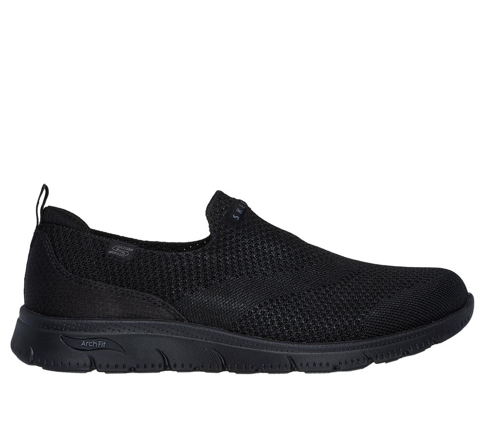 Women Skechers Arch Fit Refine 2.0 - Cascade Slip On Shoes Black  USA |  0793-ENUWH