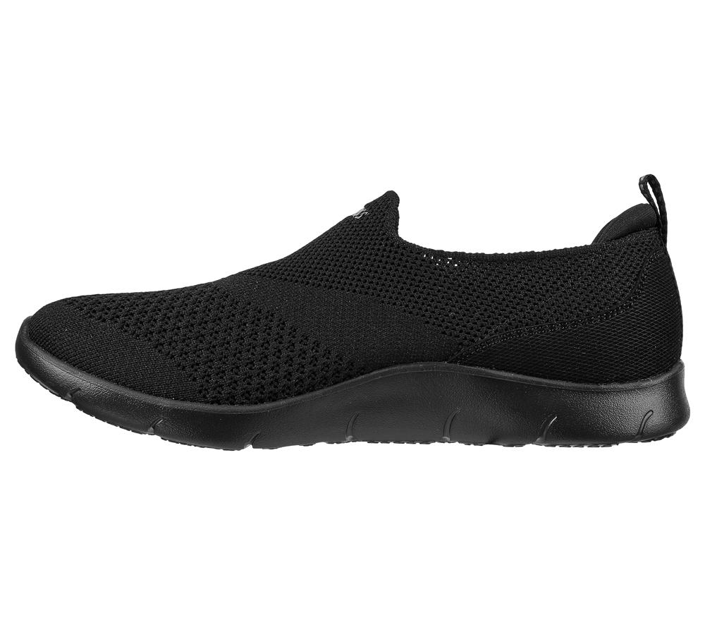 Women Skechers Arch Fit Refine - Don't Go Slip On Shoes Black  USA |  9128-GHEDS