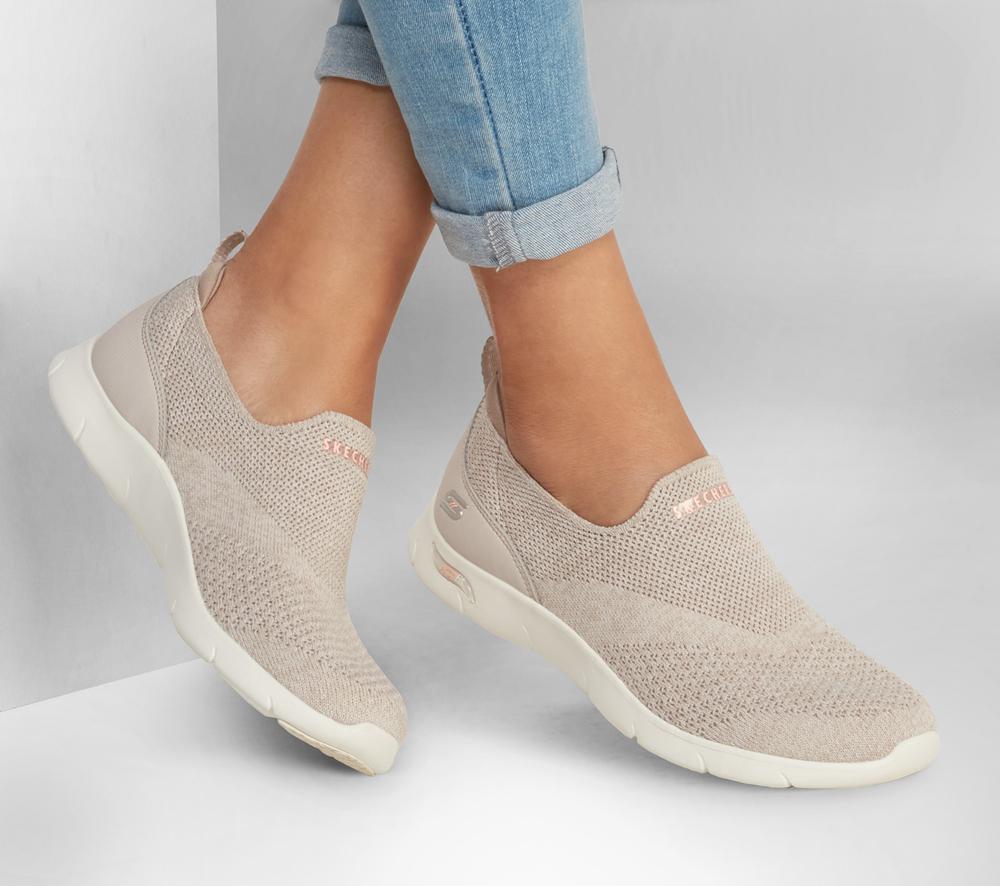 Women Skechers Arch Fit Refine - Don't Go Sneakers Taupe Brown  USA |  3802-XVMKQ