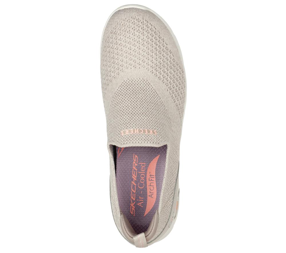 Women Skechers Arch Fit Refine - Don't Go Sneakers Taupe Brown  USA |  3802-XVMKQ