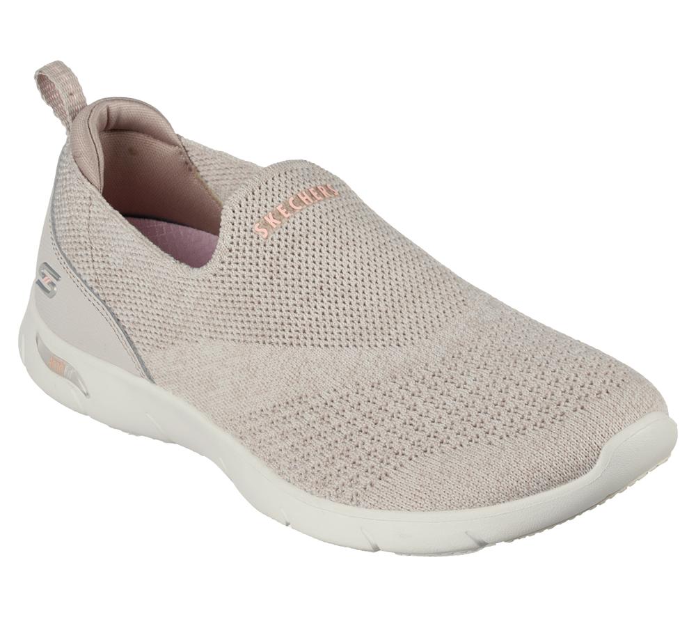 Women Skechers Arch Fit Refine - Don't Go Sneakers Taupe Brown  USA |  3802-XVMKQ