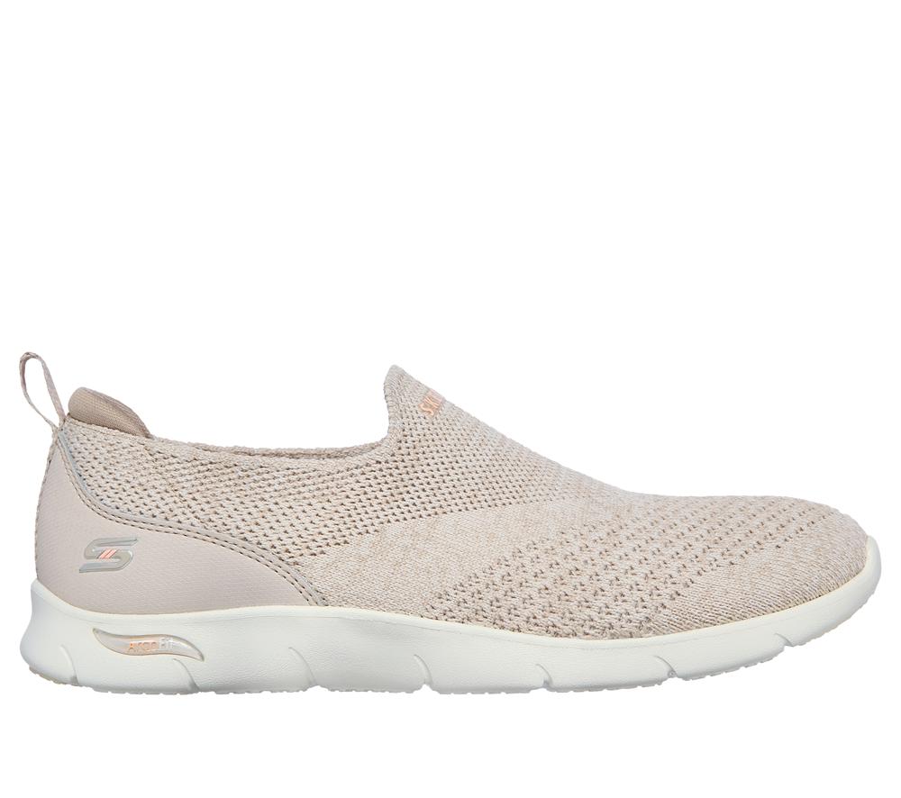 Women Skechers Arch Fit Refine - Don\'t Go Sneakers Taupe Brown  USA |  3802-XVMKQ
