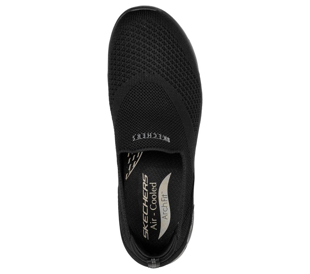 Women Skechers Arch Fit Refine - Don't Go Sneakers Black  USA |  0897-MBYVL