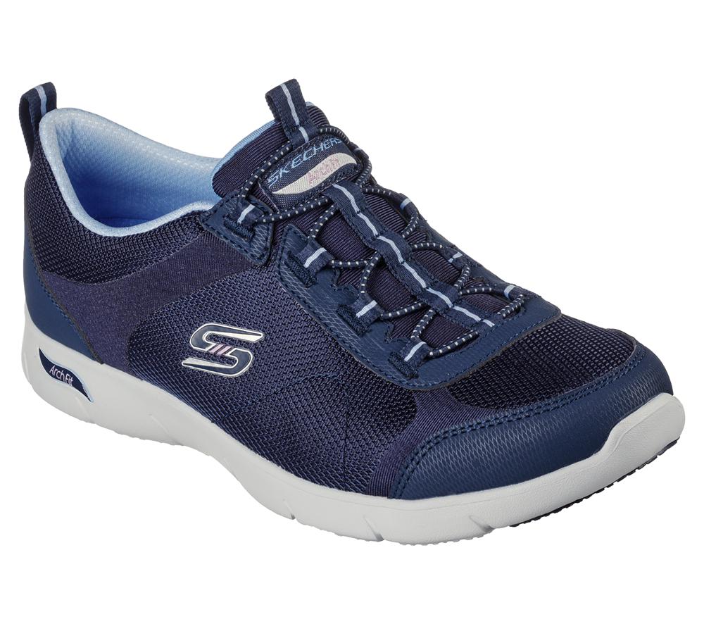 Women Skechers Arch Fit Refine - Her Ace Slip On Shoes Navy / Blue  USA |  2547-QGNTH