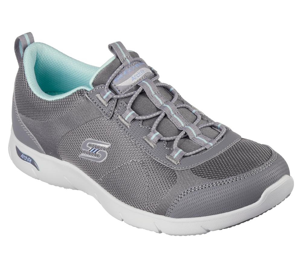 Women Skechers Arch Fit Refine - Her Ace Slip On Shoes Grey / Multicolor  USA |  6139-CFQUK