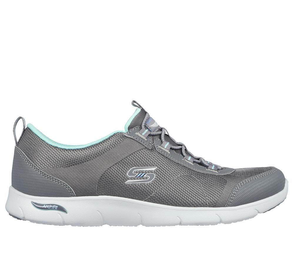 Women Skechers Arch Fit Refine - Her Ace Slip On Shoes Grey / Multicolor  USA |  6139-CFQUK