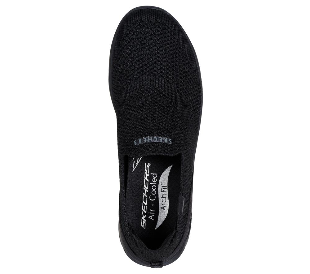 Women Skechers Arch Fit Refine - Iris Slip On Shoes Black  USA |  2389-HEPYV