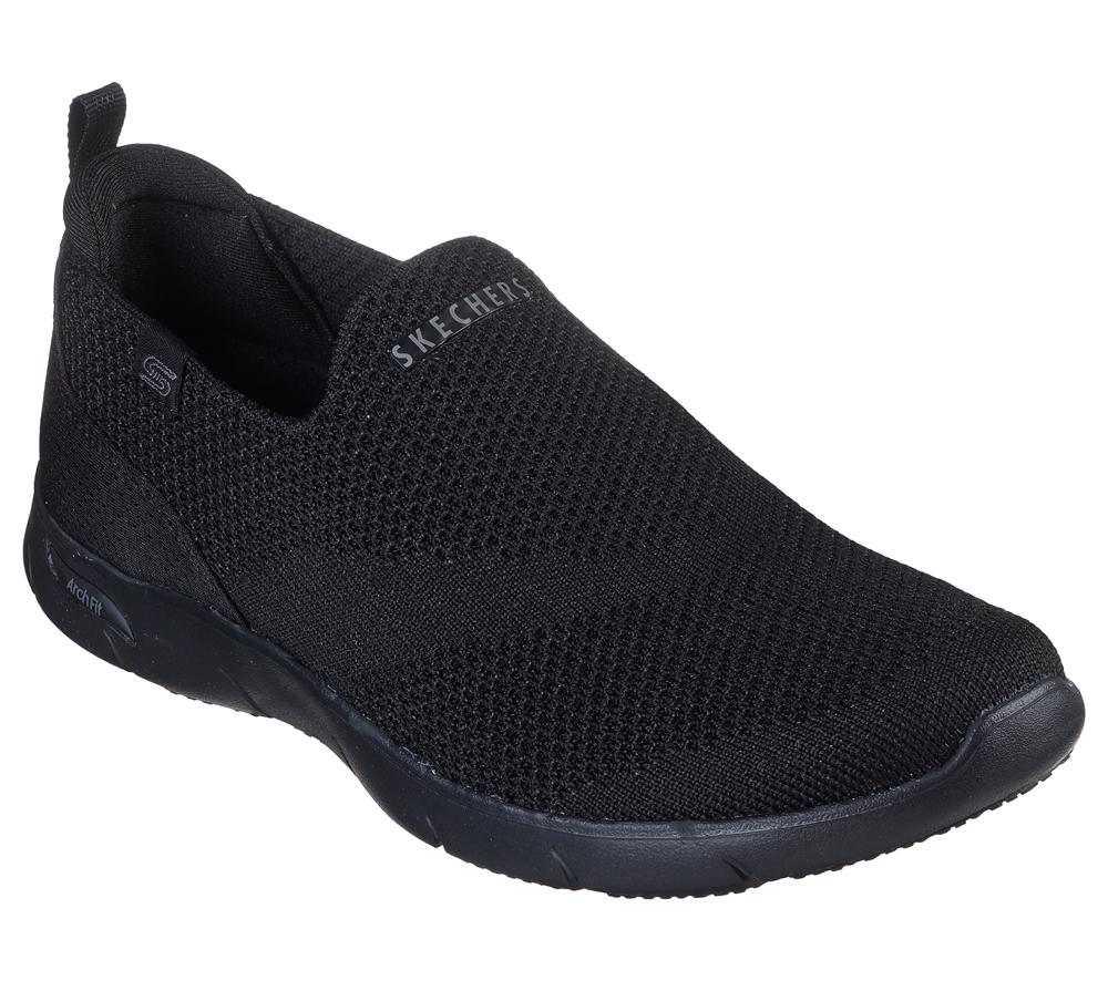 Women Skechers Arch Fit Refine - Iris Slip On Shoes Black  USA |  2389-HEPYV
