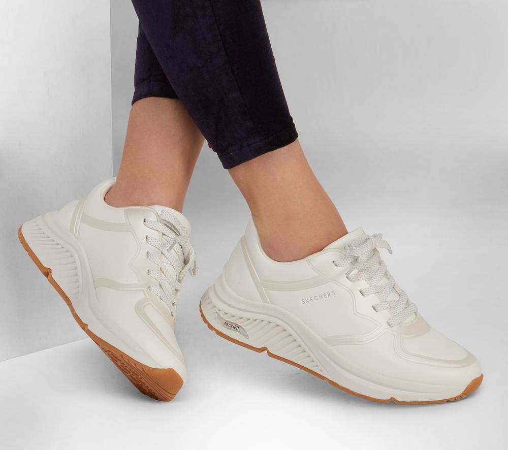 Women Skechers Arch Fit S-Miles - Mile Makers Wedges White  USA |  3157-QBJCG