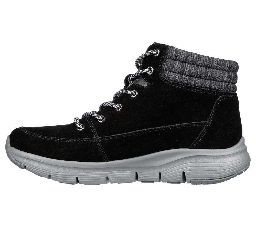 Women Skechers Arch Fit Smooth - Comfy Chill Boots Black  USA |  4687-LBKFO