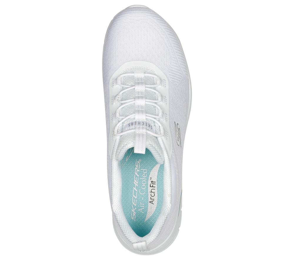 Women Skechers Arch Fit Vista - Gleaming Slip On Shoes White  USA |  5980-UGZNA