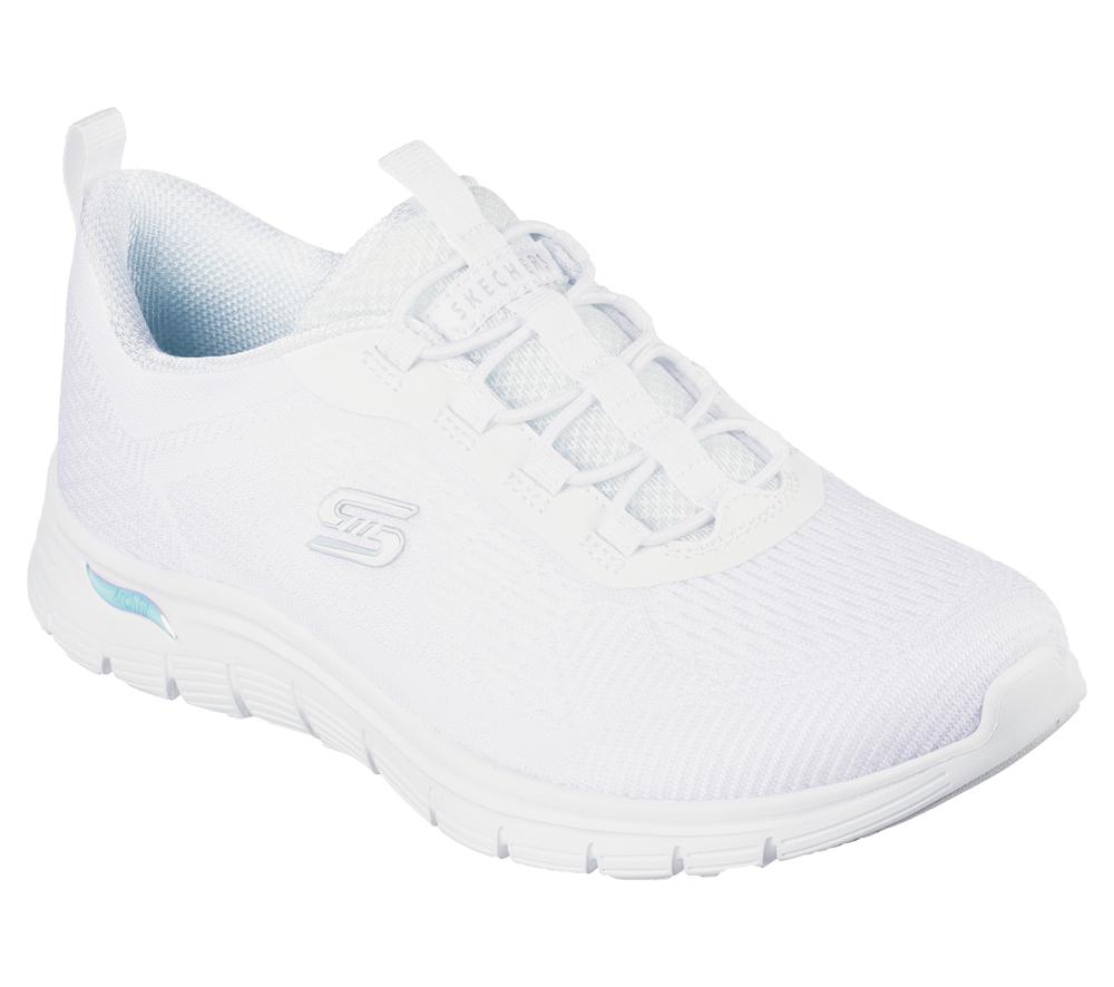 Women Skechers Arch Fit Vista - Gleaming Slip On Shoes White  USA |  5980-UGZNA