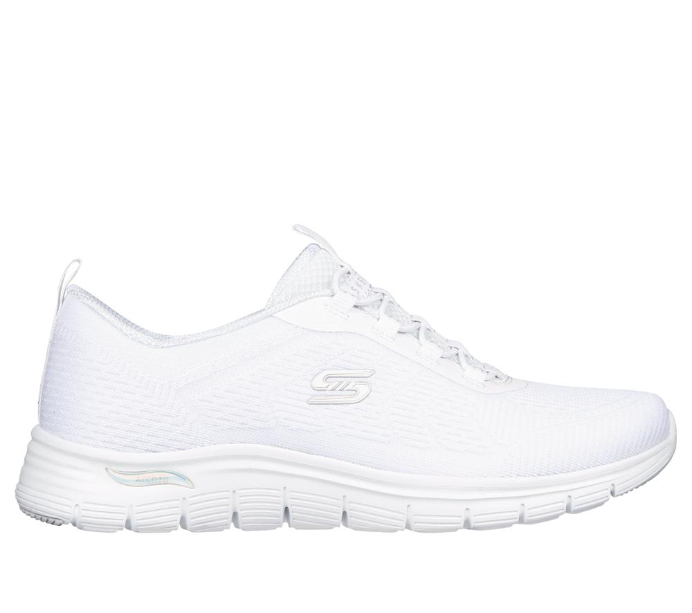 Women Skechers Arch Fit Vista - Gleaming Slip On Shoes White  USA |  5980-UGZNA