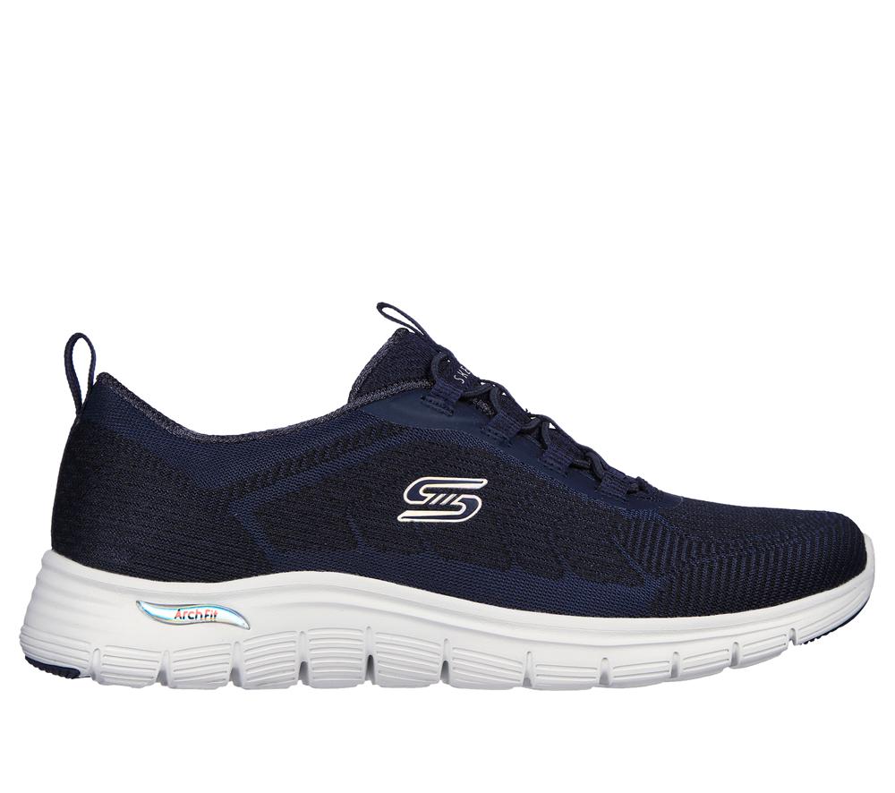 Women Skechers Arch Fit Vista - Gleaming Slip On Shoes Navy  USA |  5326-OBQEJ