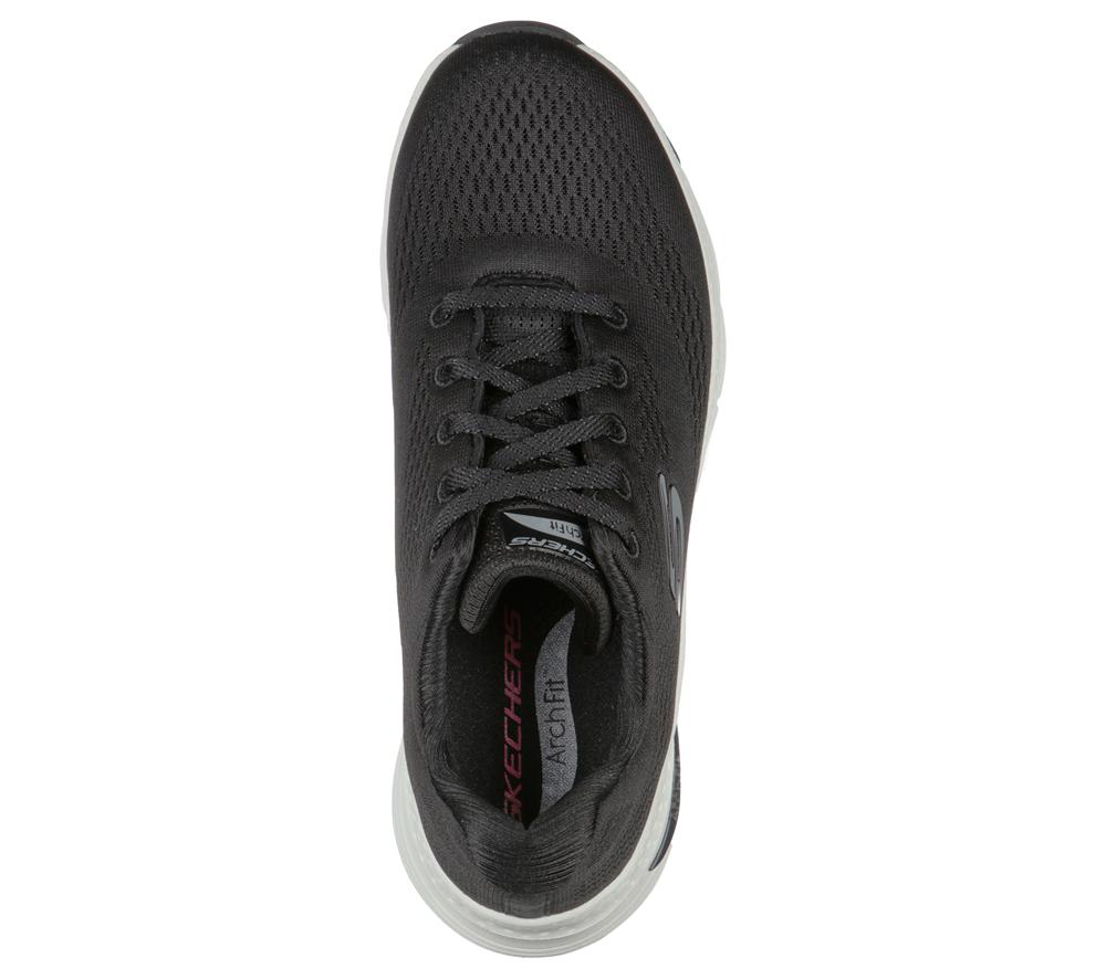Women Skechers Arch Fit - Big Appeal Lace Up Shoes Black / White  USA |  9368-JFZRQ