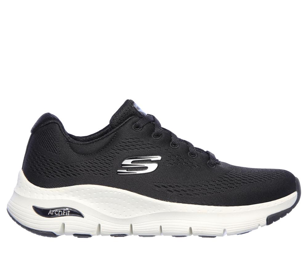 Women Skechers Arch Fit - Big Appeal Lace Up Shoes Black / White  USA |  9368-JFZRQ