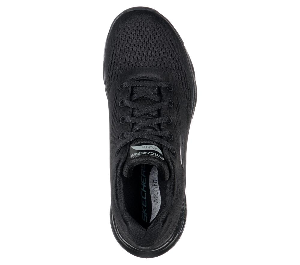 Women Skechers Arch Fit - Big Appeal Lace Up Shoes Black  USA |  2563-MVWYH