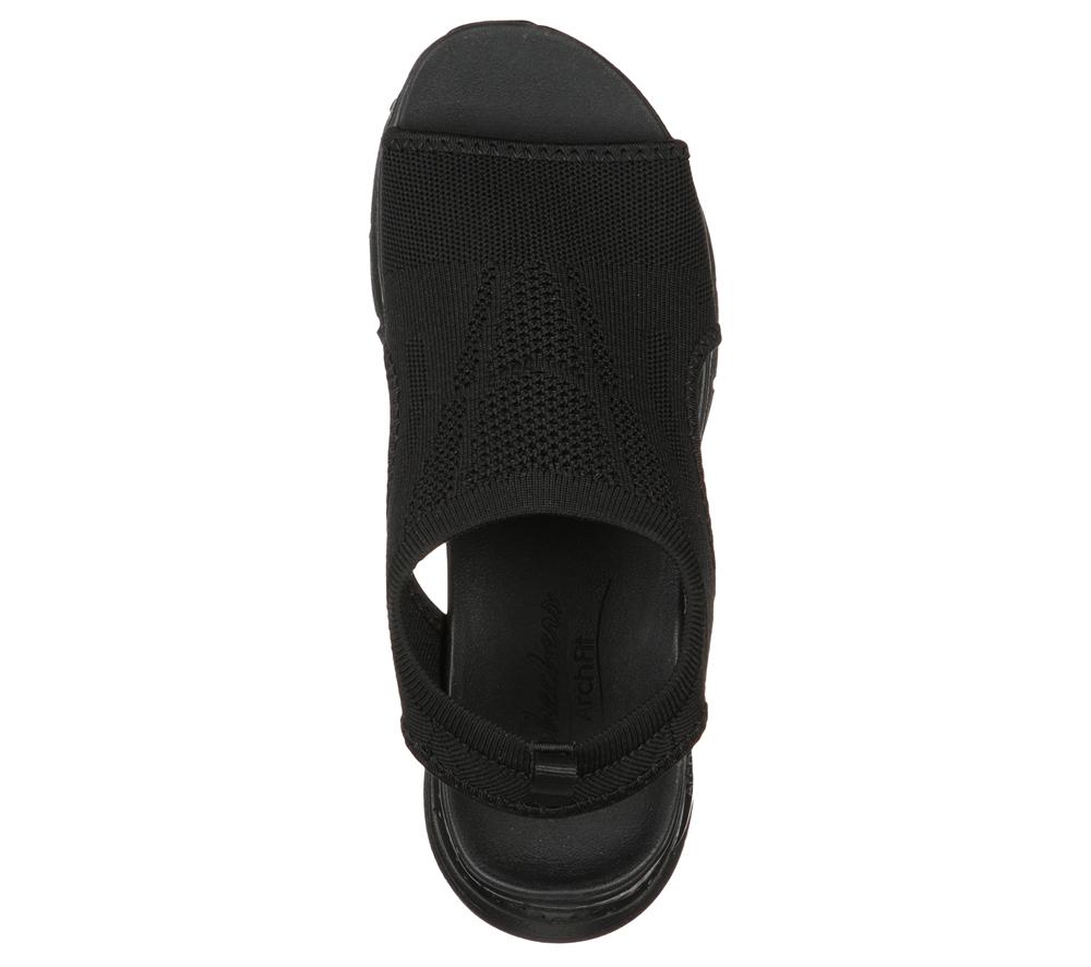 Women Skechers Arch Fit - City Catch Sandals Black  USA |  6304-NCTGS