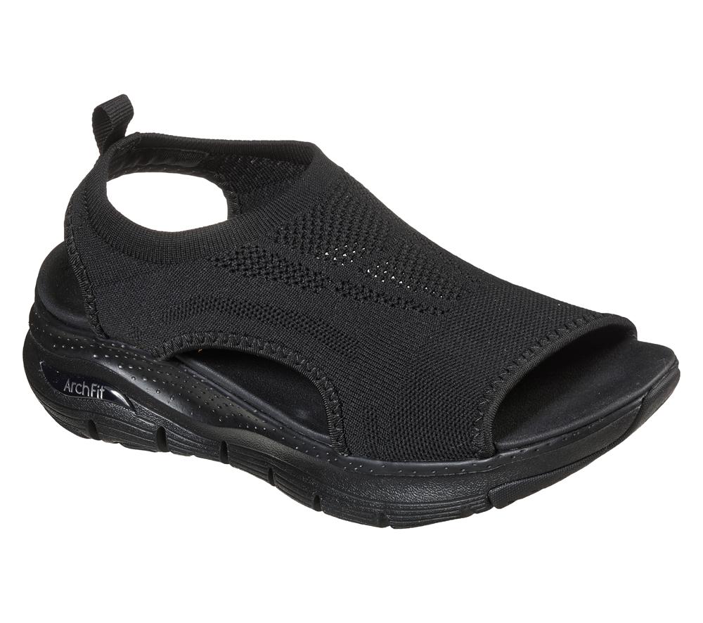 Women Skechers Arch Fit - City Catch Sandals Black  USA |  6304-NCTGS