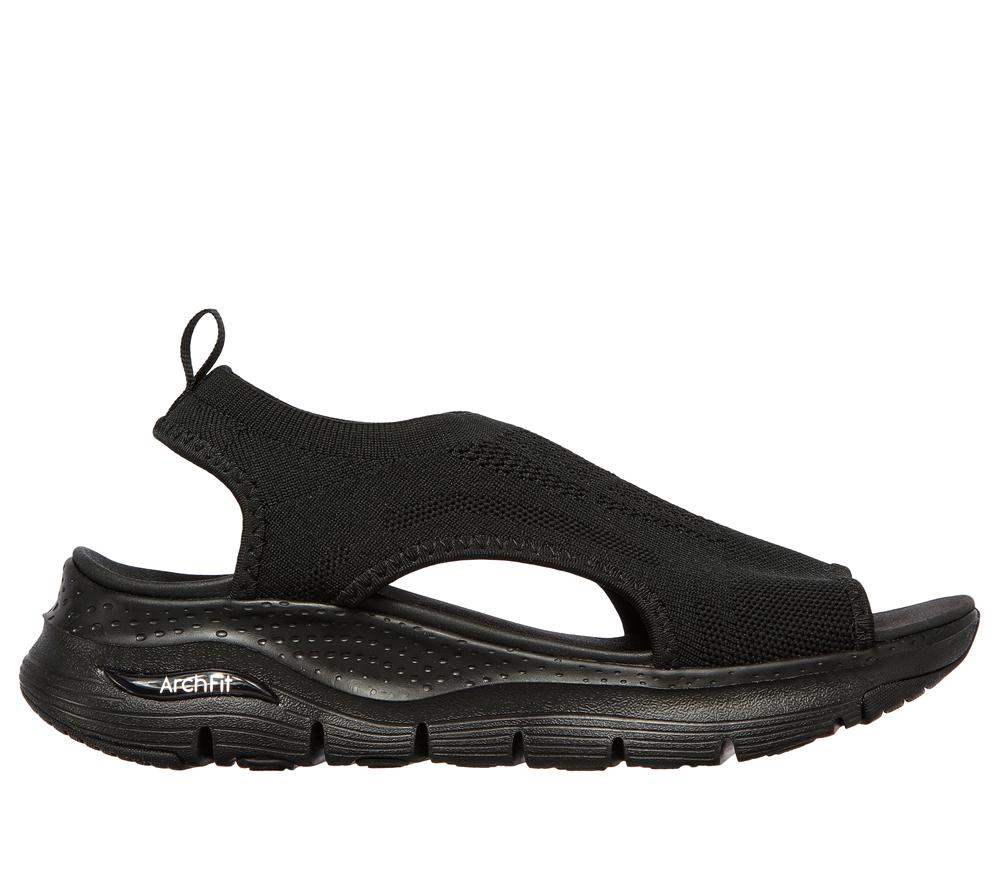 Women Skechers Arch Fit - City Catch Sandals Black  USA |  6304-NCTGS