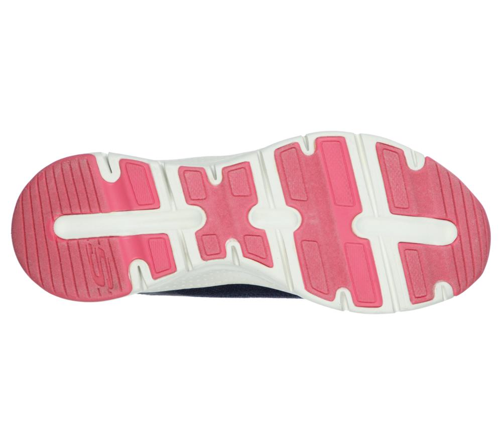Women Skechers Arch Fit - Comfy Wave Lace Up Shoes Navy / Hot Pink  USA |  1927-YRNEH