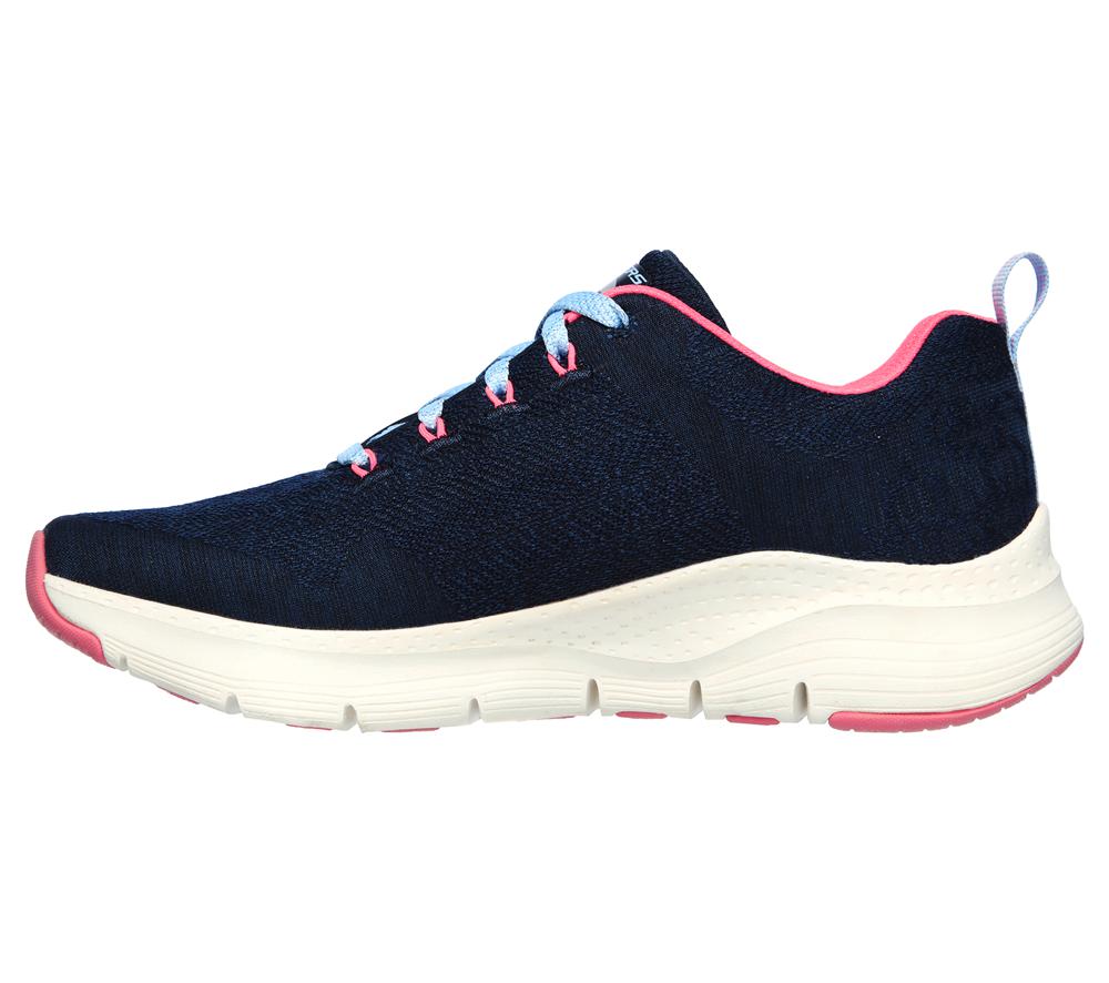 Women Skechers Arch Fit - Comfy Wave Lace Up Shoes Navy / Hot Pink  USA |  1927-YRNEH