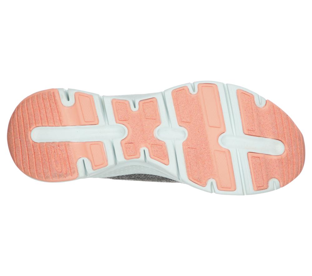 Women Skechers Arch Fit - Comfy Wave Lace Up Shoes Grey / Pink  USA |  3658-IDJUS