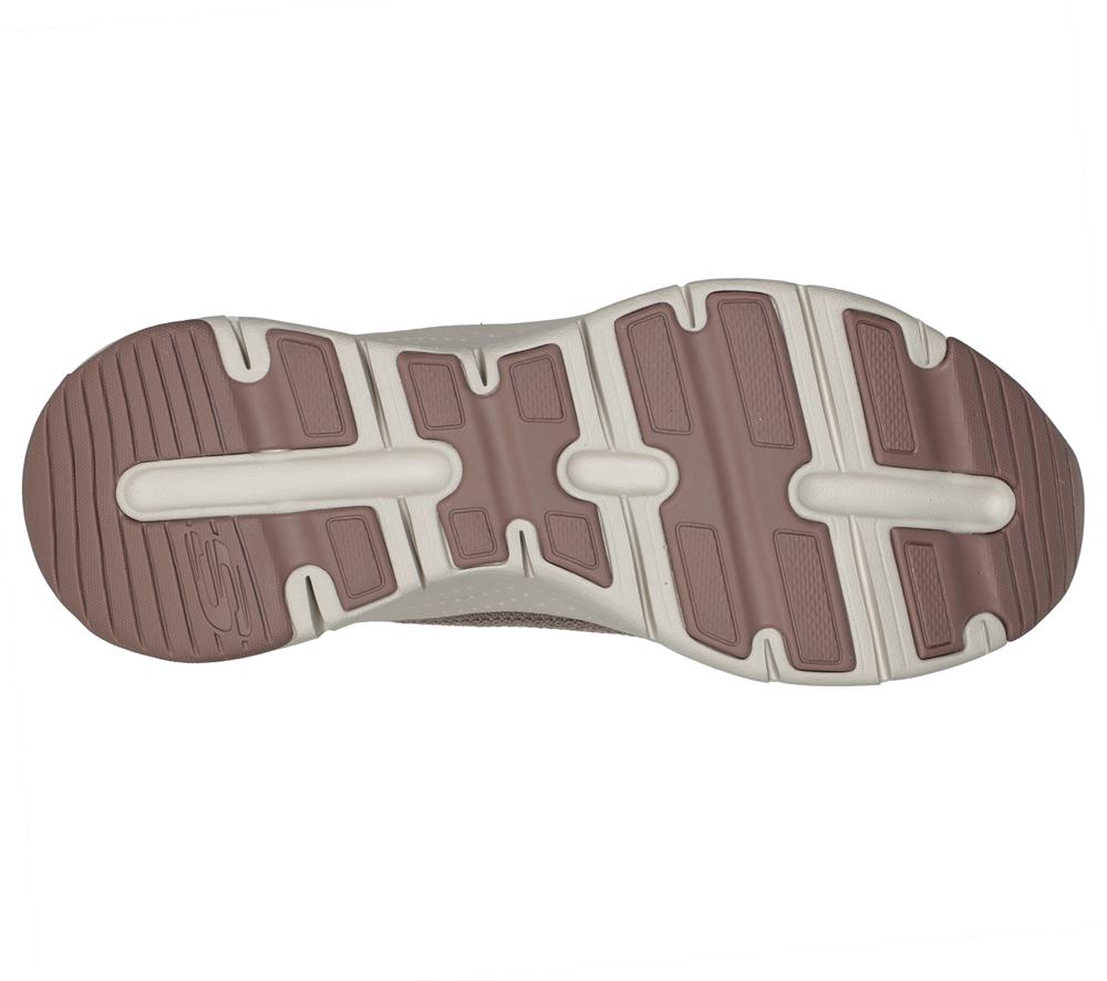 Women Skechers Arch Fit - Comfy Wave Lace Up Shoes Dark Taupe  USA |  1409-OBSAN