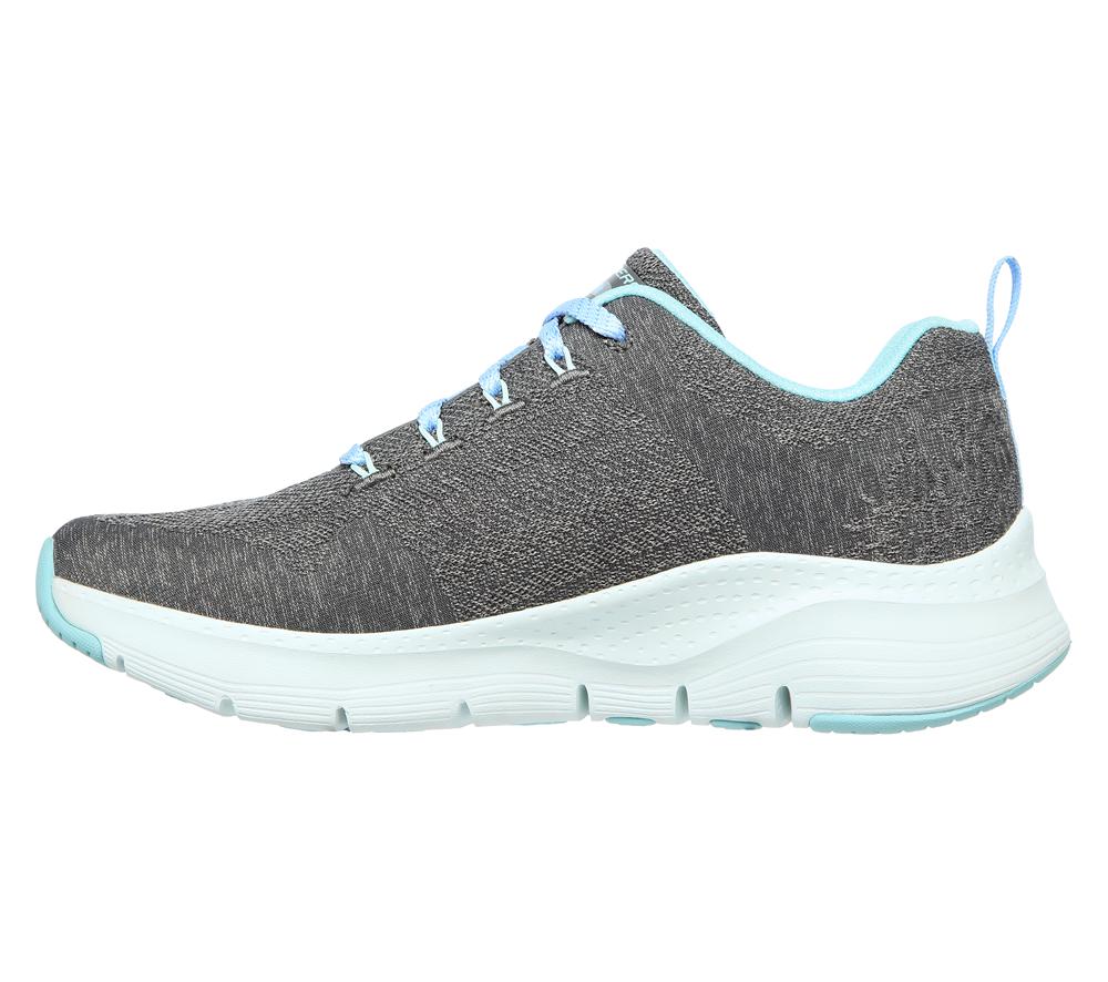 Women Skechers Arch Fit - Comfy Wave Lace Up Shoes Charcoal / Turquoise  USA |  4709-XLMDY
