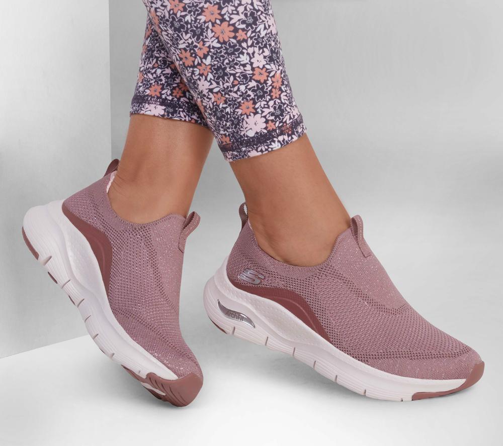 Women Skechers Arch Fit - Keep It Up Slip On Shoes Mauve Purple  USA |  1596-SFCLD