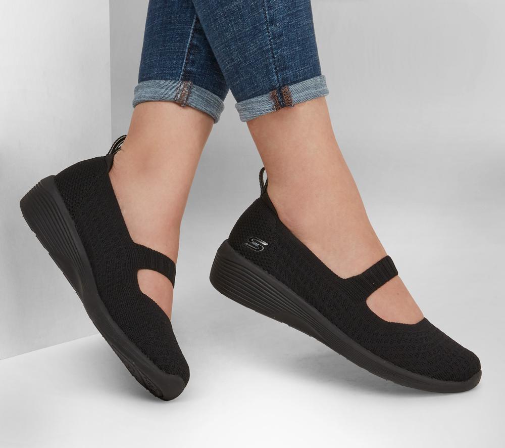 Women Skechers Arya - Mellow Idea Wedges Black  USA |  2146-WTKXC