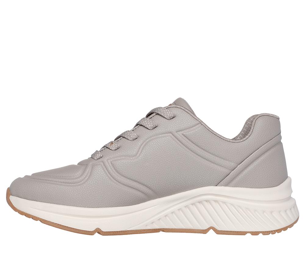 Women Skechers BOBS Arch Comfort B Sweet - A Bind Lace Up Shoes Taupe Brown  USA |  8597-MOZTU