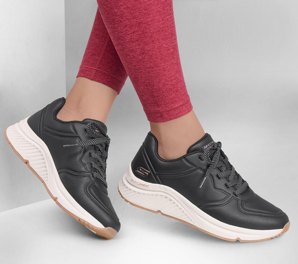 Women Skechers BOBS Arch Comfort B Sweet - A Bind Lace Up Shoes Black  USA |  1042-FVZEP