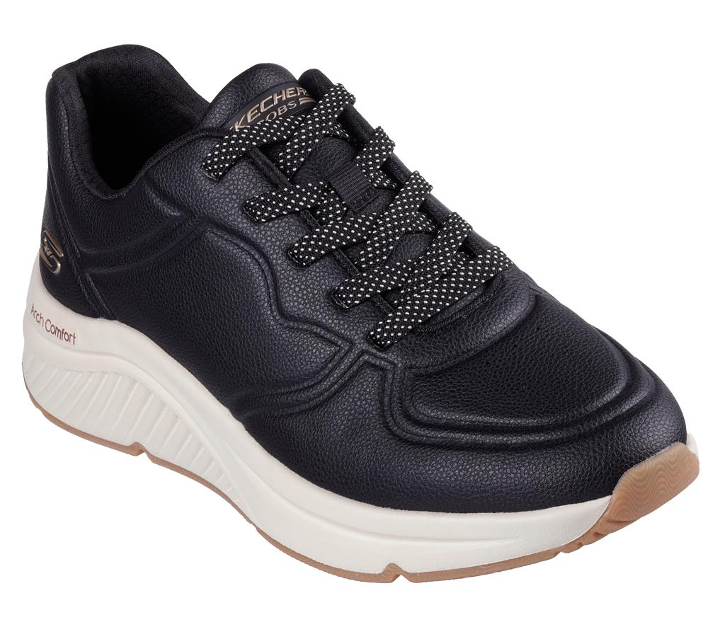 Women Skechers BOBS Arch Comfort B Sweet - A Bind Lace Up Shoes Black  USA |  1042-FVZEP