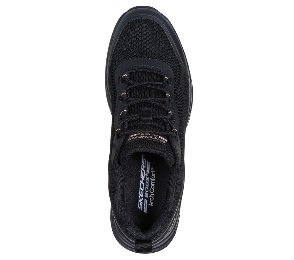 Women Skechers BOBS Arch Comfort B Sweet - A Pinch Lace Up Shoes Black  USA |  6241-CVWEK