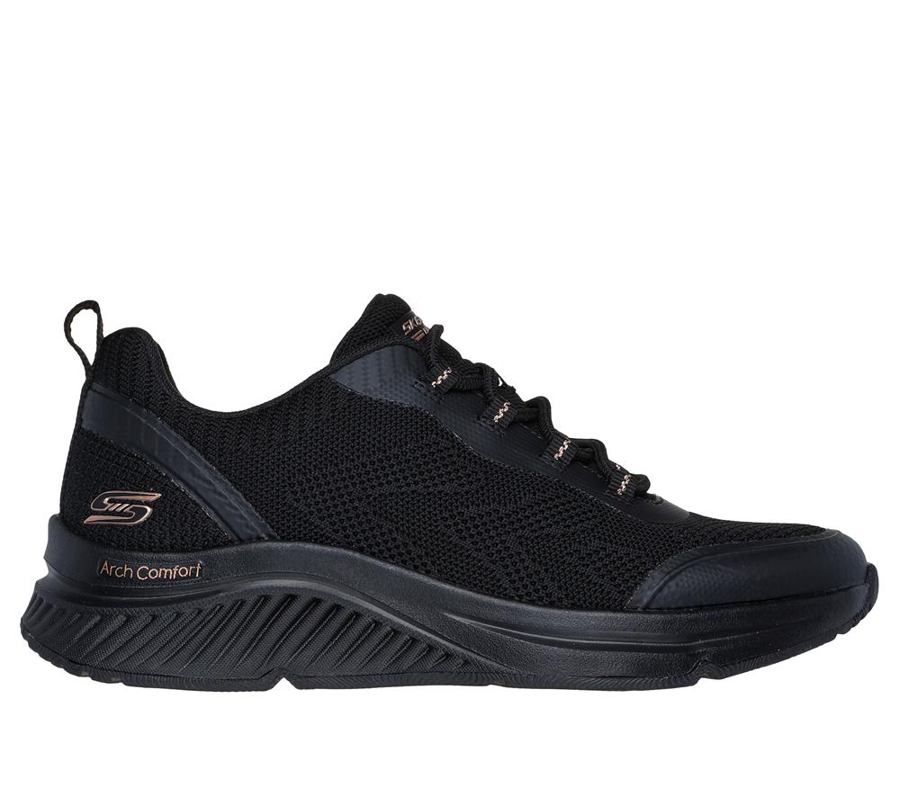 Women Skechers BOBS Arch Comfort B Sweet - A Pinch Lace Up Shoes Black  USA |  6241-CVWEK