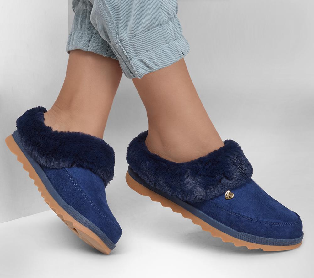 Women Skechers BOBS Cozy Chill Slip On Shoes Navy  USA |  4290-AUZFT