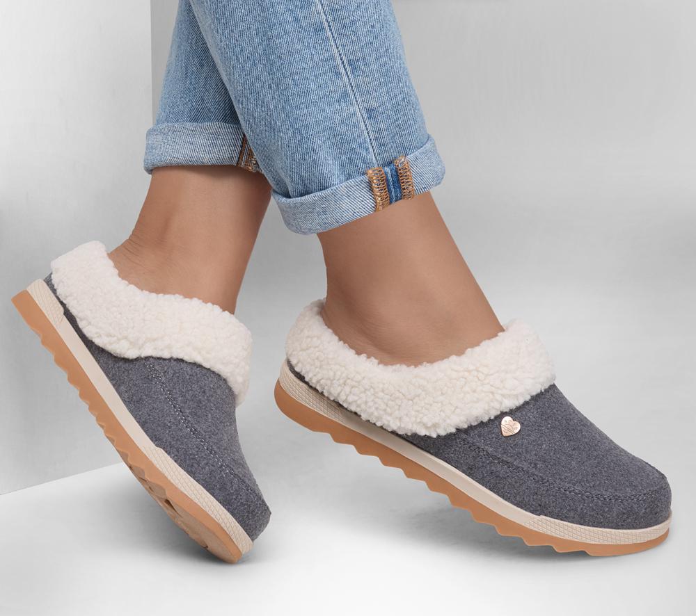 Women Skechers BOBS Cozy Chill - Light Downtime Slip On Shoes Grey  USA |  8496-SRFWI