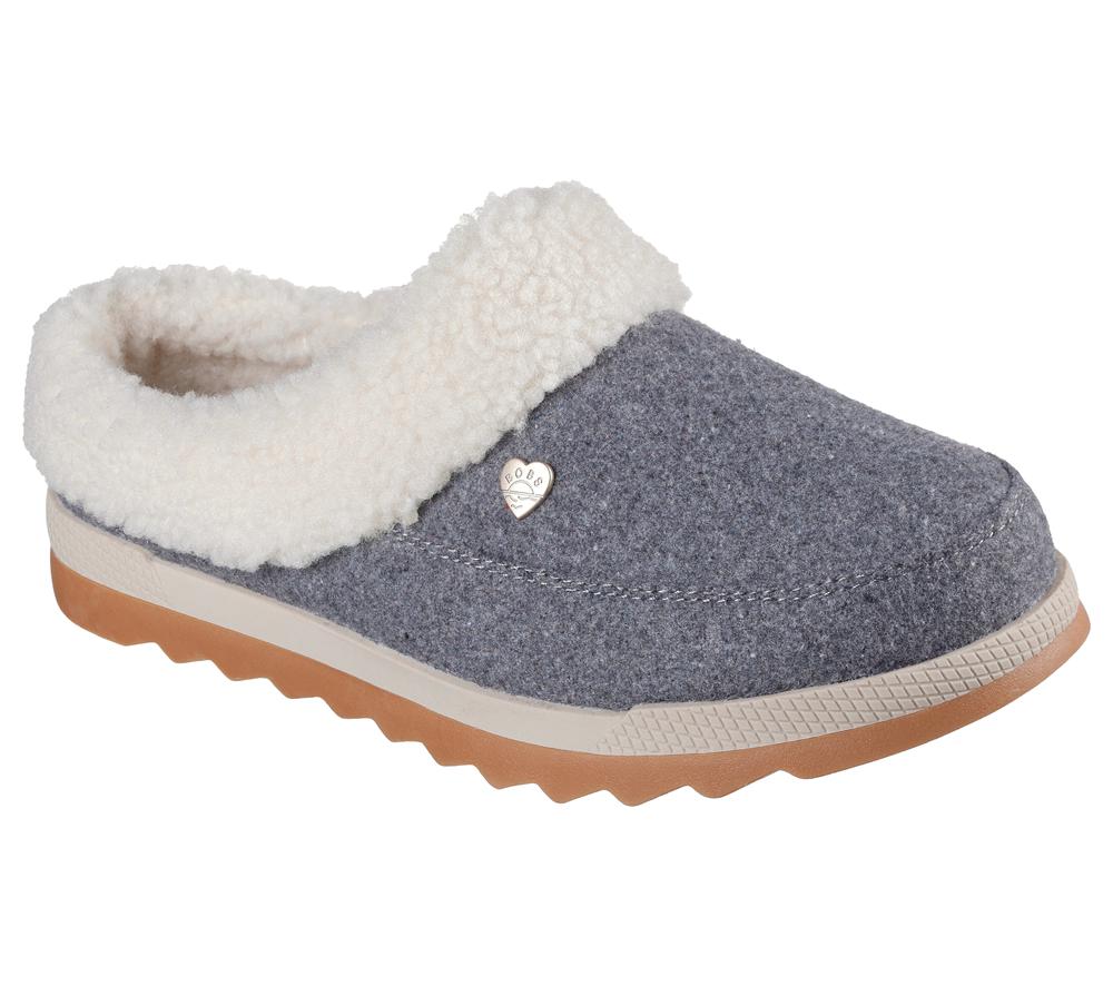 Women Skechers BOBS Cozy Chill - Light Downtime Slip On Shoes Grey  USA |  8496-SRFWI