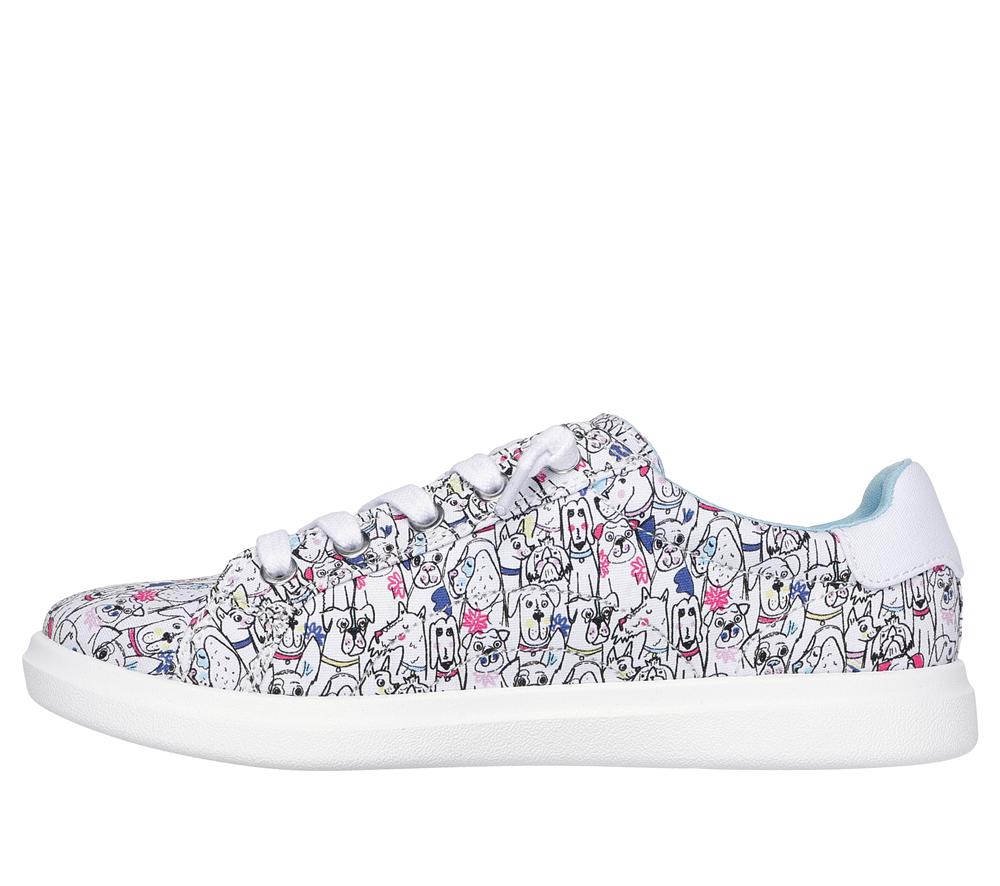 Women Skechers BOBS D'Vine - Doodle Fair Canvas Shoes White / Multicolor  USA |  7259-VOUTJ