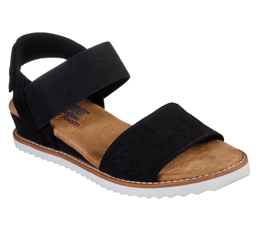 Women Skechers BOBS Desert Kiss Sandals Black  USA |  6105-GMINA